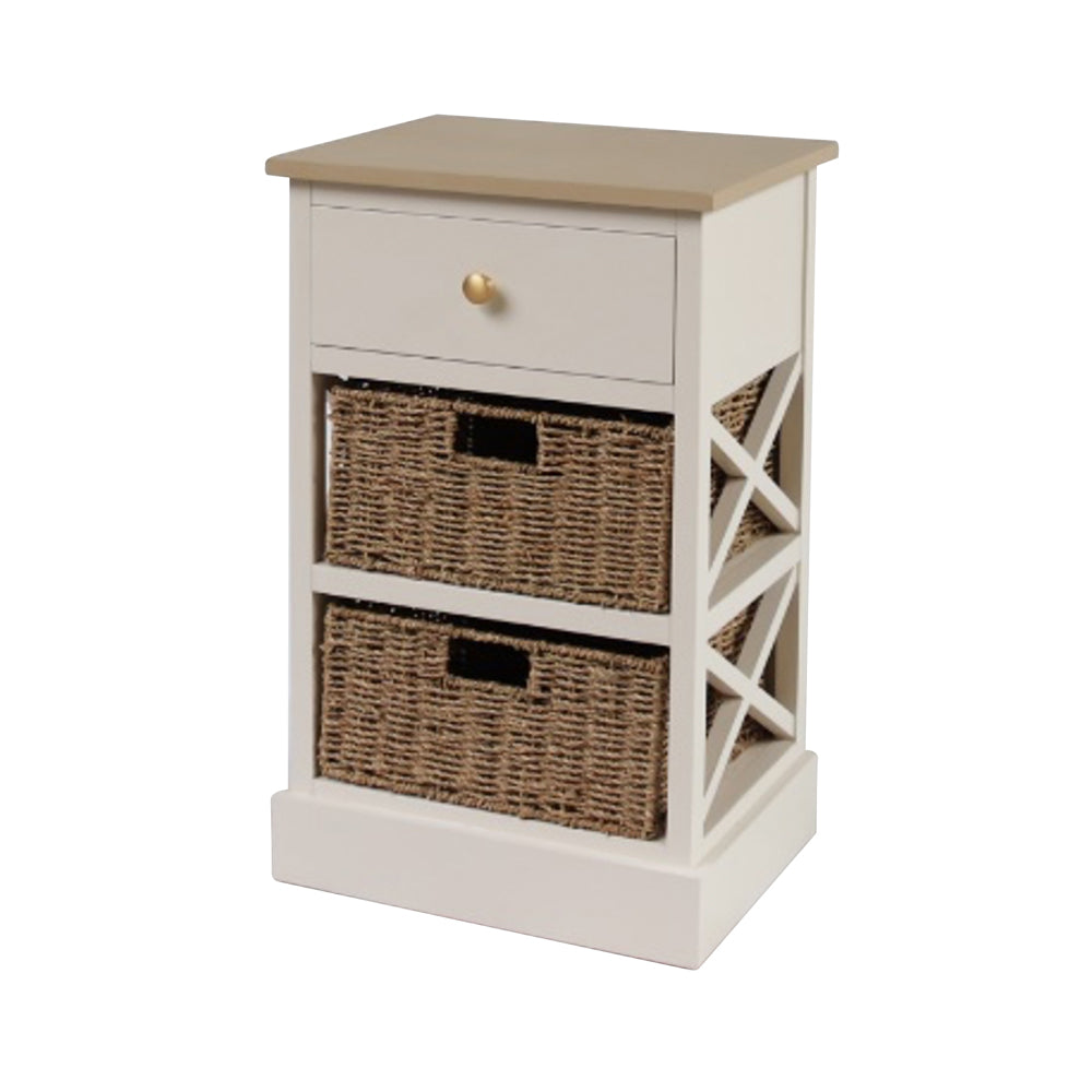 Reno Natural/White 1 Drawer 2 basket unit