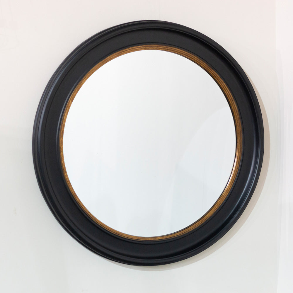 Macy Round Mirror Black/Gold